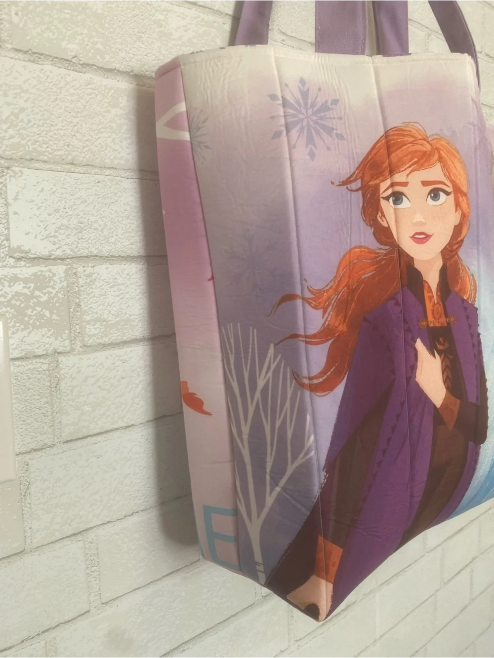 Upcycled Disney Purple Frozen Anna and Elsa Quilted Handmade Tote